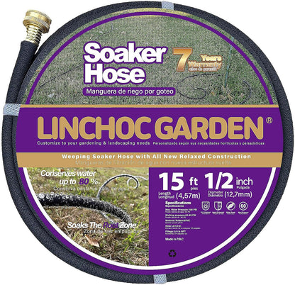 LICNCHOC GARDEN Soaker Hose 10ft,1/2 INCH Flexible Durable Garden Hose for Efficient Watering, Leak-Proof Design 100% Recycled Rubber,Ideal for Lawns,Gardens & Flower Beds