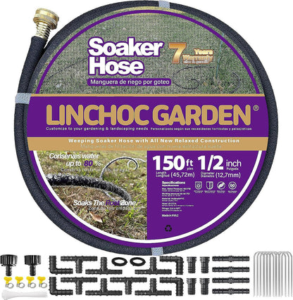 LICNCHOC GARDEN Soaker Hose 10ft,1/2 INCH Flexible Durable Garden Hose for Efficient Watering, Leak-Proof Design 100% Recycled Rubber,Ideal for Lawns,Gardens & Flower Beds