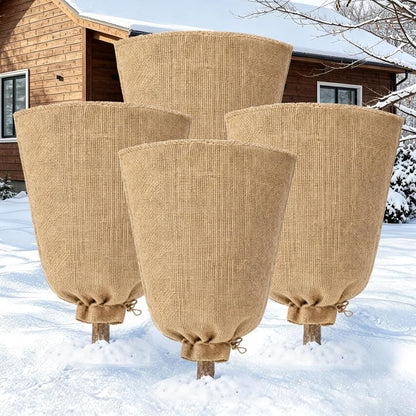 4 Packs 40 × 47 Inch Large Winter Plant Cover Bags with Drawstring