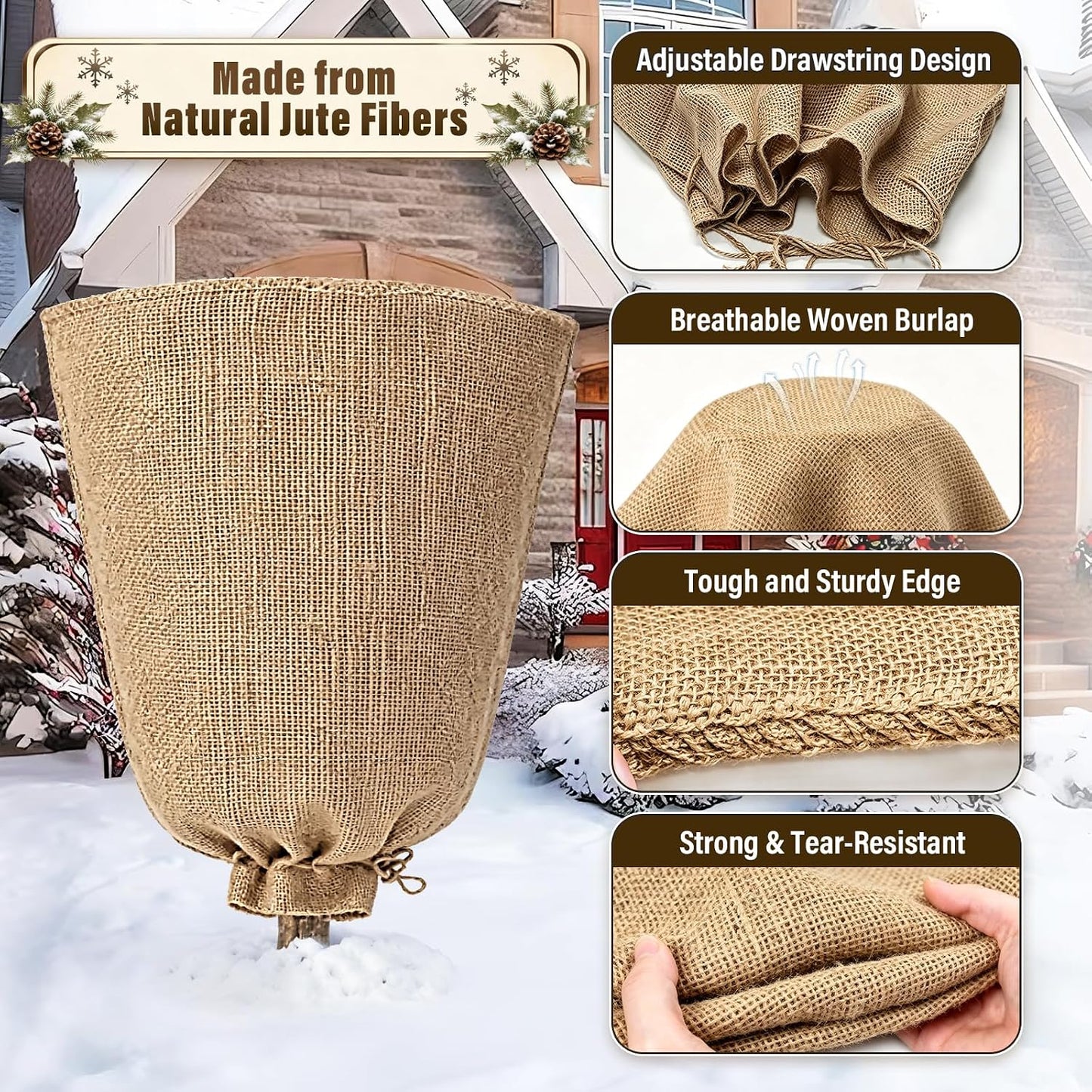 4 Packs 40 × 47 Inch Large Winter Plant Cover Bags with Drawstring