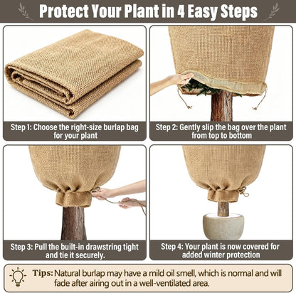 4 Packs 40 × 47 Inch Large Winter Plant Cover Bags with Drawstring