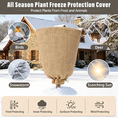 4 Packs 40 × 47 Inch Large Winter Plant Cover Bags with Drawstring