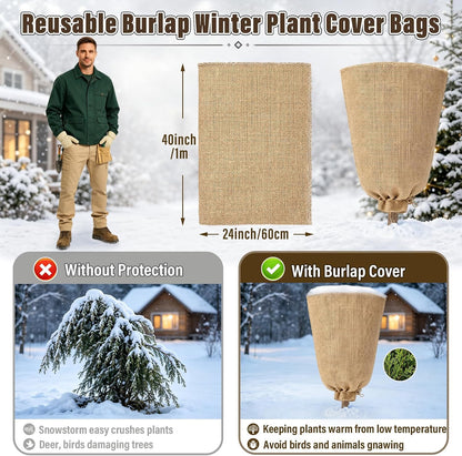 4 Packs 40 × 47 Inch Large Winter Plant Cover Bags with Drawstring