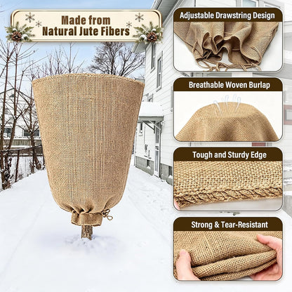 4 Packs 40 × 47 Inch Large Winter Plant Cover Bags with Drawstring