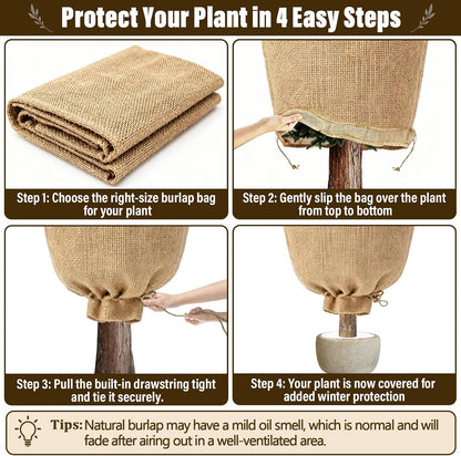 4 Packs 40 × 47 Inch Large Winter Plant Cover Bags with Drawstring