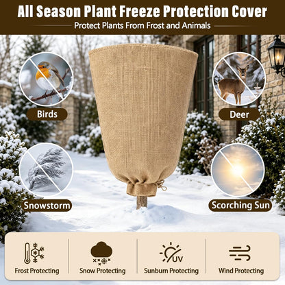4 Packs 40 × 47 Inch Large Winter Plant Cover Bags with Drawstring