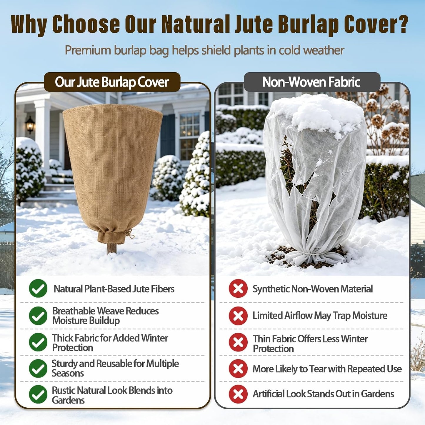 4 Packs 40 × 47 Inch Large Winter Plant Cover Bags with Drawstring