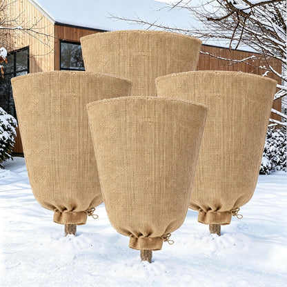 4 Packs 40 × 47 Inch Large Winter Plant Cover Bags with Drawstring