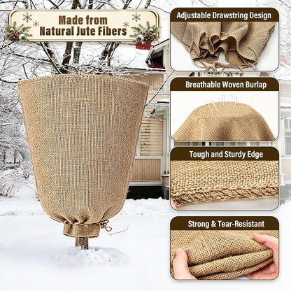 4 Packs 40 × 47 Inch Large Winter Plant Cover Bags with Drawstring