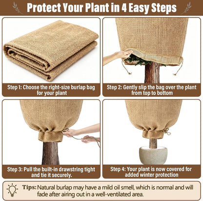 4 Packs 40 × 47 Inch Large Winter Plant Cover Bags with Drawstring