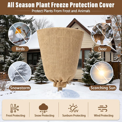 4 Packs 40 × 47 Inch Large Winter Plant Cover Bags with Drawstring
