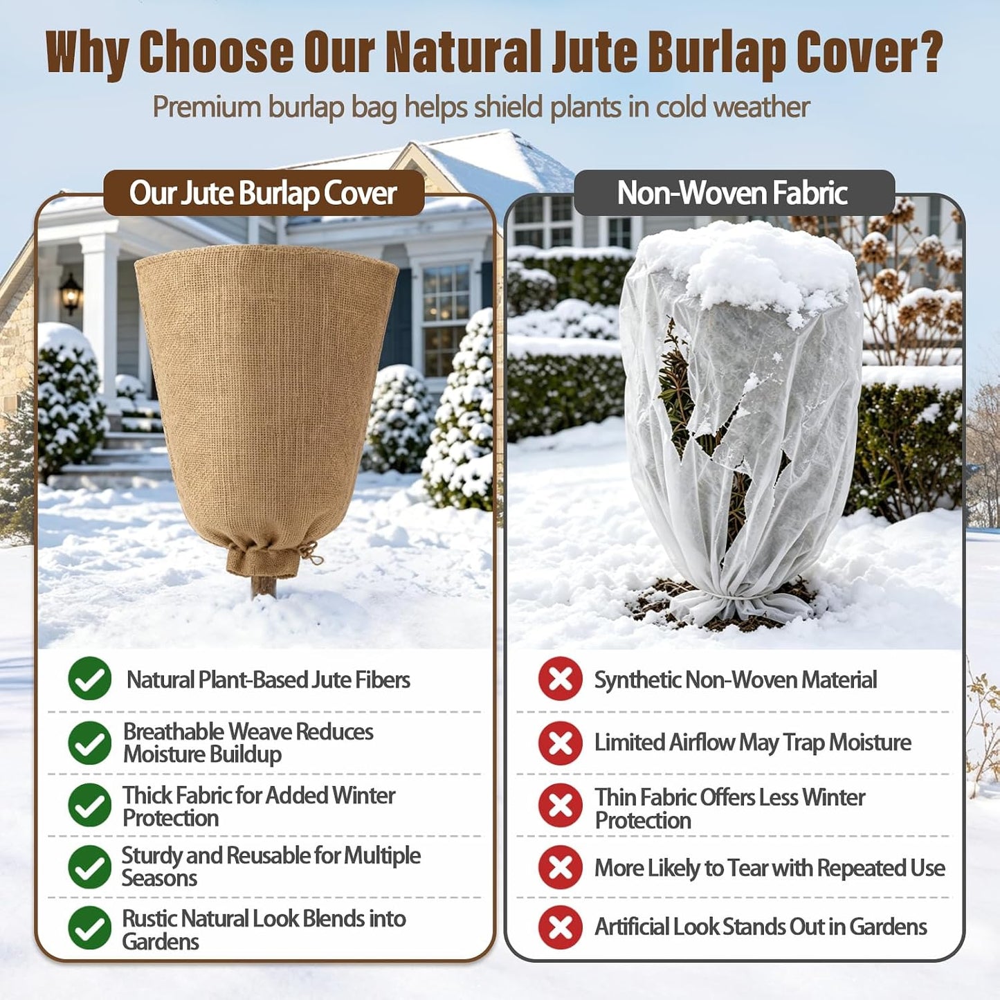4 Packs 40 × 47 Inch Large Winter Plant Cover Bags with Drawstring