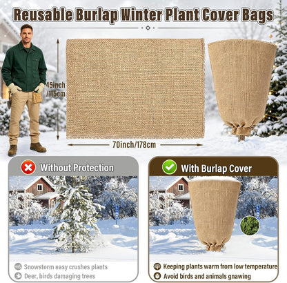 4 Packs 40 × 47 Inch Large Winter Plant Cover Bags with Drawstring