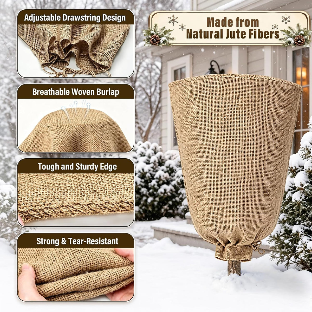 4 Packs 40 × 47 Inch Large Winter Plant Cover Bags with Drawstring