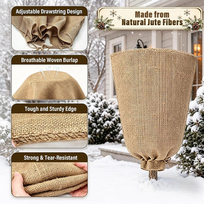 4 Packs 40 × 47 Inch Large Winter Plant Cover Bags with Drawstring