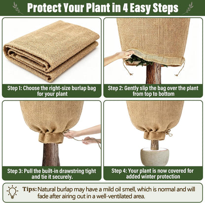 4 Packs 40 × 47 Inch Large Winter Plant Cover Bags with Drawstring
