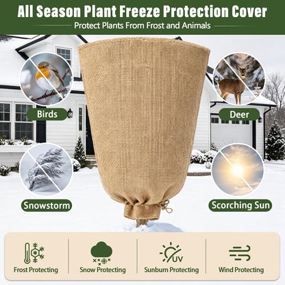 4 Packs 40 × 47 Inch Large Winter Plant Cover Bags with Drawstring