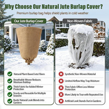 4 Packs 40 × 47 Inch Large Winter Plant Cover Bags with Drawstring