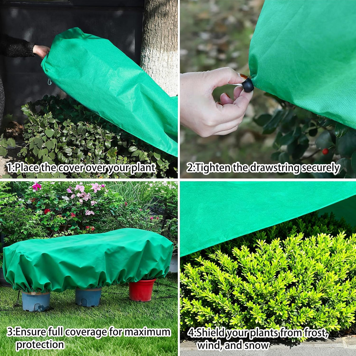 Plant Covers Freeze Protection, 2 Pack Frost Covers Cloth with Drawstring (39.3" x 17.7" x 15.7") Plant Protection Cover Bags Frost Blankets for Outdoor Winter Cold Weather Shrubs Trees
