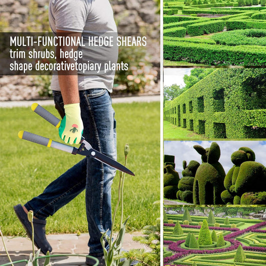 Hedge Clippers 21'', Hedge Shears for Trimming Borders, Boxwood, and Bushes, Hedge Gardening Shears with Carbon Steel Sharp Blades & Ergonomic Comfortable Handle