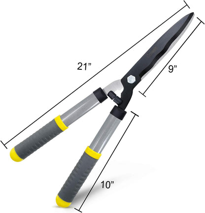 Hedge Clippers 21'', Hedge Shears for Trimming Borders, Boxwood, and Bushes, Hedge Gardening Shears with Carbon Steel Sharp Blades & Ergonomic Comfortable Handle