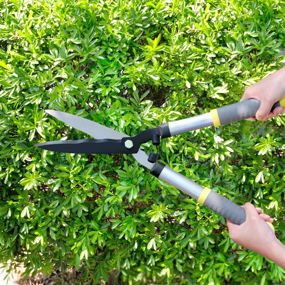 Hedge Clippers 21'', Hedge Shears for Trimming Borders, Boxwood, and Bushes, Hedge Gardening Shears with Carbon Steel Sharp Blades & Ergonomic Comfortable Handle