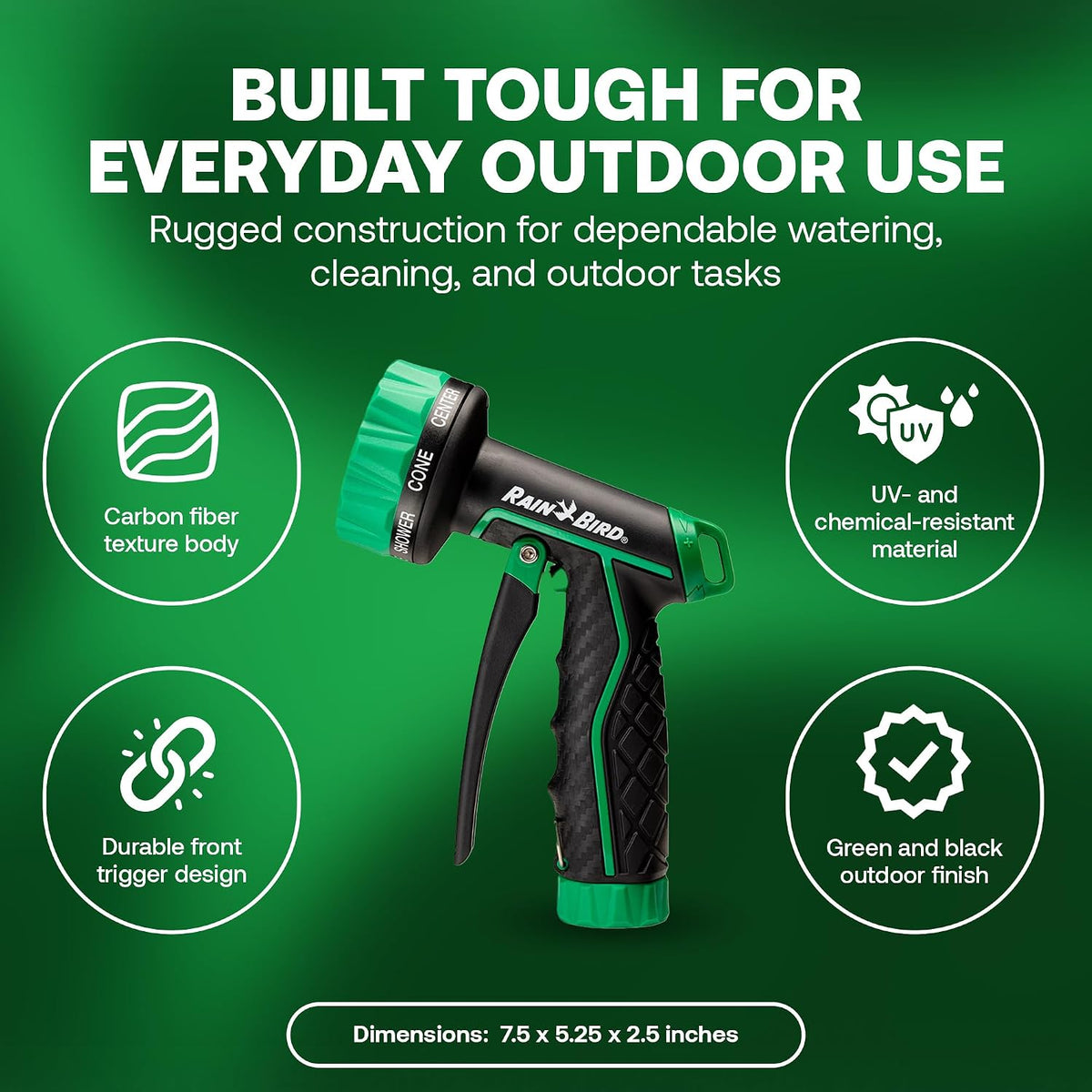 TRNZL8PRT 8-Pattern Rear Trigger Garden Hose Nozzle