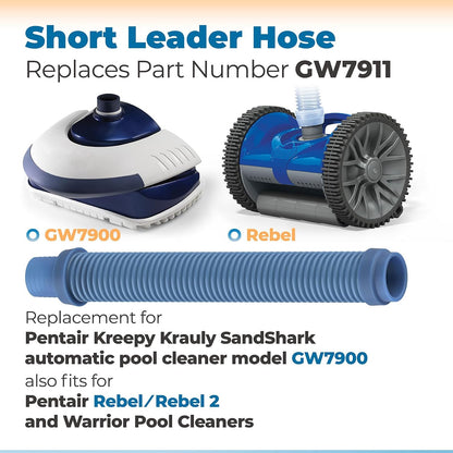 GW7911 Short Pool Vacuum Leader Hose Fits for Pentair Rebel Kreepy Krauly