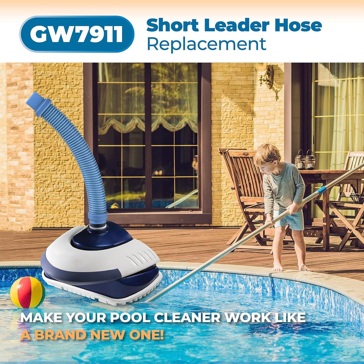 GW7911 Short Pool Vacuum Leader Hose Fits for Pentair Rebel Kreepy Krauly