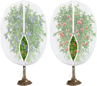 Fruit Tree Netting for Cicadas - with Zipper 4Pcs 5 x 4FT Garden Bird Netting for Blueberry Bushes with Drawstring,Insect Plant Protection Mesh Net Bags for Tomato,Cicada,Animals (4, 4 x 5 FT)