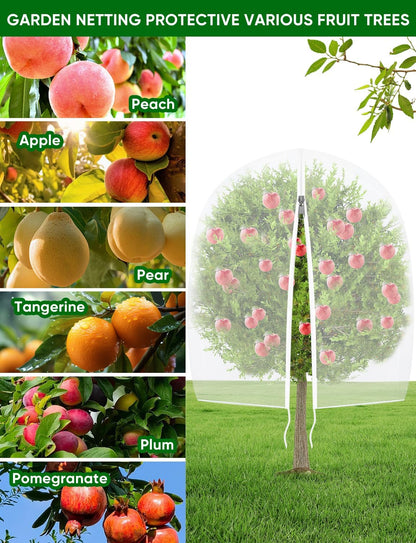 Fruit Tree Netting for Cicadas - with Zipper 4Pcs 5 x 4FT Garden Bird Netting for Blueberry Bushes with Drawstring,Insect Plant Protection Mesh Net Bags for Tomato,Cicada,Animals (4, 4 x 5 FT)