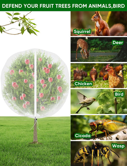 Fruit Tree Netting for Cicadas - with Zipper 4Pcs 5 x 4FT Garden Bird Netting for Blueberry Bushes with Drawstring,Insect Plant Protection Mesh Net Bags for Tomato,Cicada,Animals (4, 4 x 5 FT)