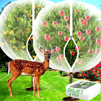 Fruit Tree Netting for Cicadas - with Zipper 4Pcs 5 x 4FT Garden Bird Netting for Blueberry Bushes with Drawstring,Insect Plant Protection Mesh Net Bags for Tomato,Cicada,Animals (4, 4 x 5 FT)