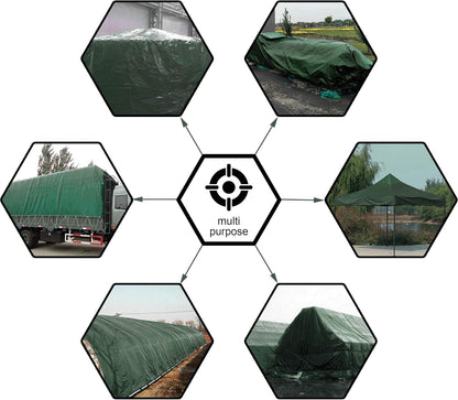 8x10Ft Multipurpose Waterproof Poly Tarp Cover 8 Mil, Green