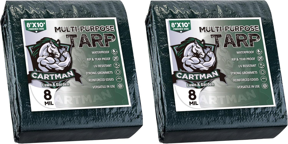 8x10Ft Multipurpose Waterproof Poly Tarp Cover 8 Mil, Green
