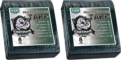 8x10Ft Multipurpose Waterproof Poly Tarp Cover 8 Mil, Green