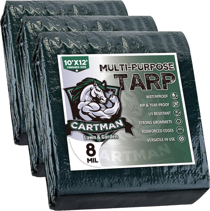 8x10Ft Multipurpose Waterproof Poly Tarp Cover 8 Mil, Green