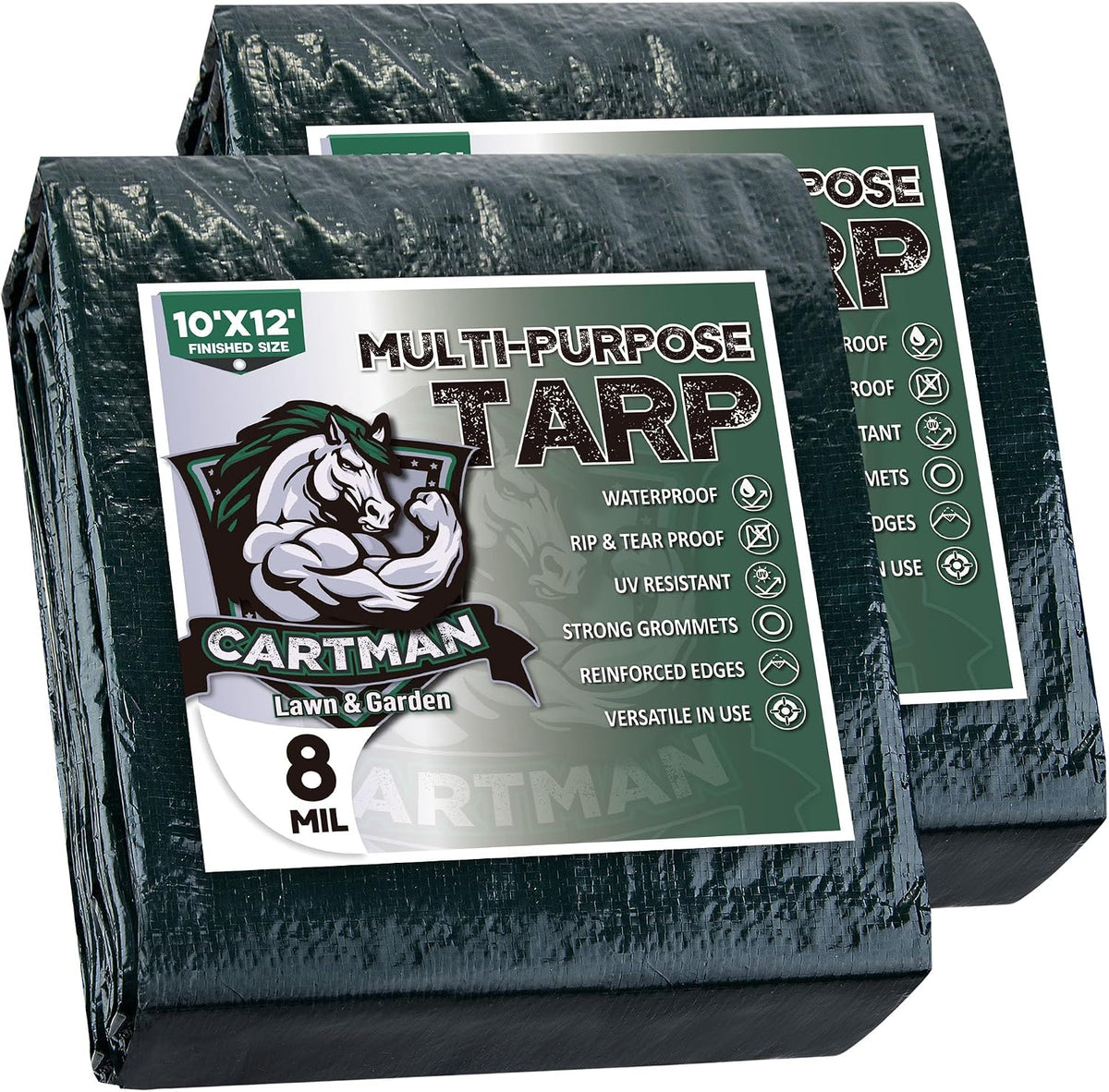 8x10Ft Multipurpose Waterproof Poly Tarp Cover 8 Mil, Green