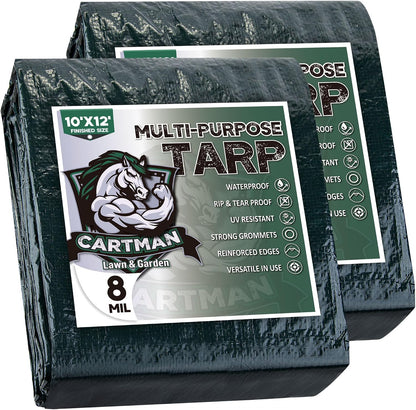 8x10Ft Multipurpose Waterproof Poly Tarp Cover 8 Mil, Green