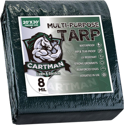 8x10Ft Multipurpose Waterproof Poly Tarp Cover 8 Mil, Green