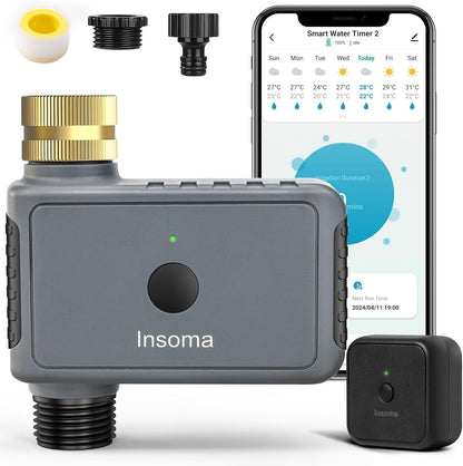 WiFi Water Timer Brass Inlet, 2.4GHz Smart Sprinkler Timers, 1 Zone Hose Timer with WiFi Hub, Voice/App Control with Alexa & Google Assistant, Auto/Manual Watering, Rain Delay, for Garden, Yard, Lawn