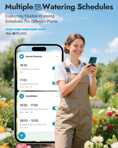 WiFi Water Timer Brass Inlet, 2.4GHz Smart Sprinkler Timers, 1 Zone Hose Timer with WiFi Hub, Voice/App Control with Alexa & Google Assistant, Auto/Manual Watering, Rain Delay, for Garden, Yard, Lawn