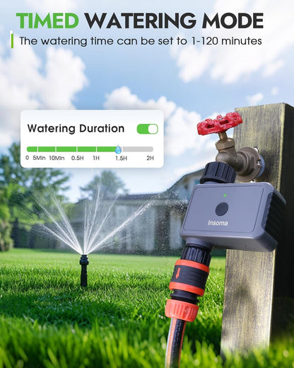 WiFi Water Timer Brass Inlet, 2.4GHz Smart Sprinkler Timers, 1 Zone Hose Timer with WiFi Hub, Voice/App Control with Alexa & Google Assistant, Auto/Manual Watering, Rain Delay, for Garden, Yard, Lawn
