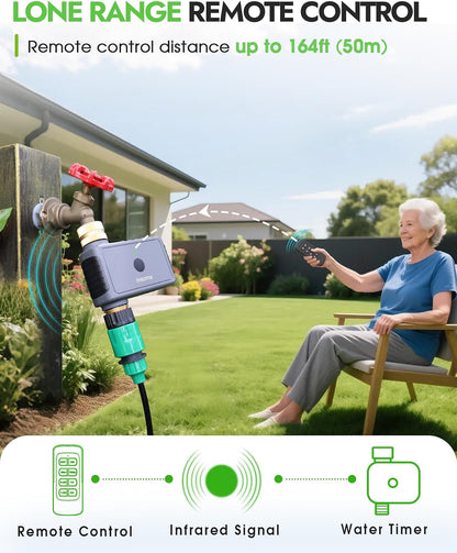 WiFi Water Timer Brass Inlet, 2.4GHz Smart Sprinkler Timers, 1 Zone Hose Timer with WiFi Hub, Voice/App Control with Alexa & Google Assistant, Auto/Manual Watering, Rain Delay, for Garden, Yard, Lawn