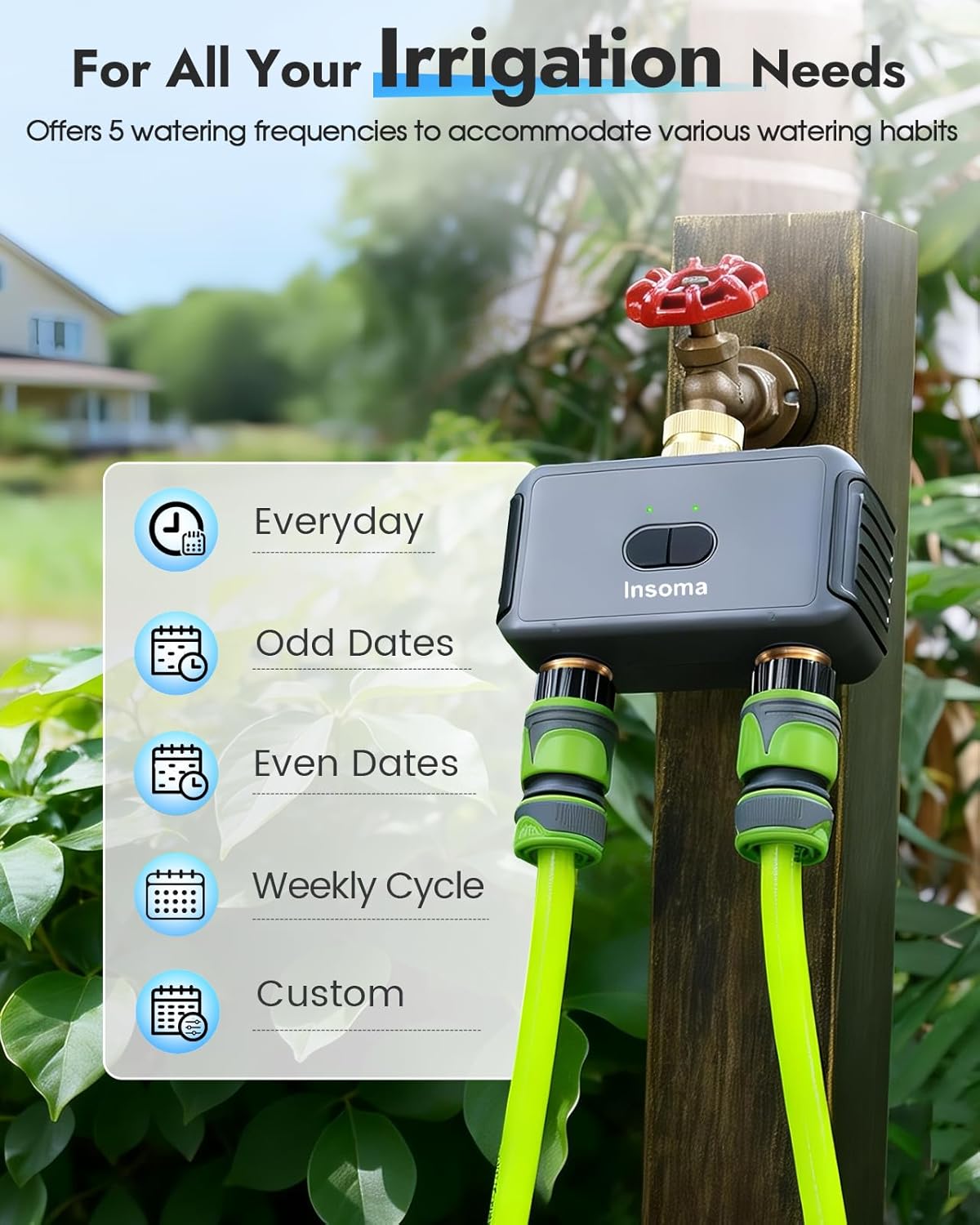 WiFi Water Timer Brass Inlet, 2.4GHz Smart Sprinkler Timers, 1 Zone Hose Timer with WiFi Hub, Voice/App Control with Alexa & Google Assistant, Auto/Manual Watering, Rain Delay, for Garden, Yard, Lawn