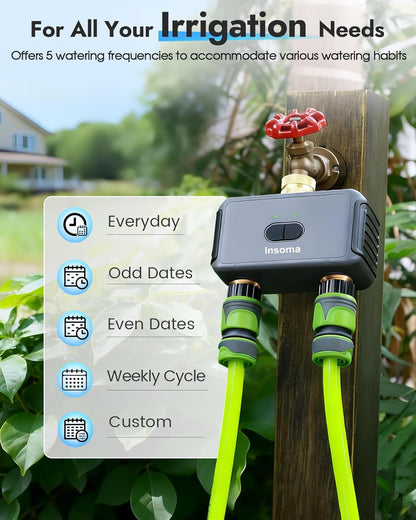 WiFi Water Timer Brass Inlet, 2.4GHz Smart Sprinkler Timers, 1 Zone Hose Timer with WiFi Hub, Voice/App Control with Alexa & Google Assistant, Auto/Manual Watering, Rain Delay, for Garden, Yard, Lawn