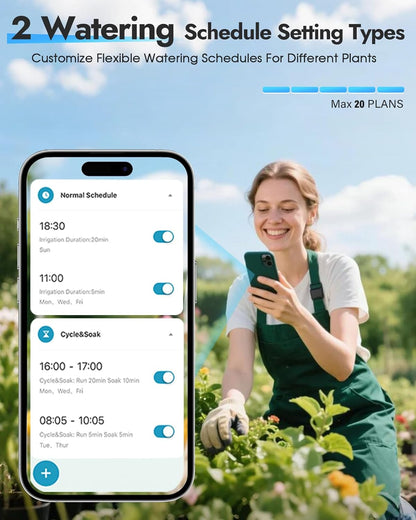 WiFi Water Timer Brass Inlet, 2.4GHz Smart Sprinkler Timers, 1 Zone Hose Timer with WiFi Hub, Voice/App Control with Alexa & Google Assistant, Auto/Manual Watering, Rain Delay, for Garden, Yard, Lawn