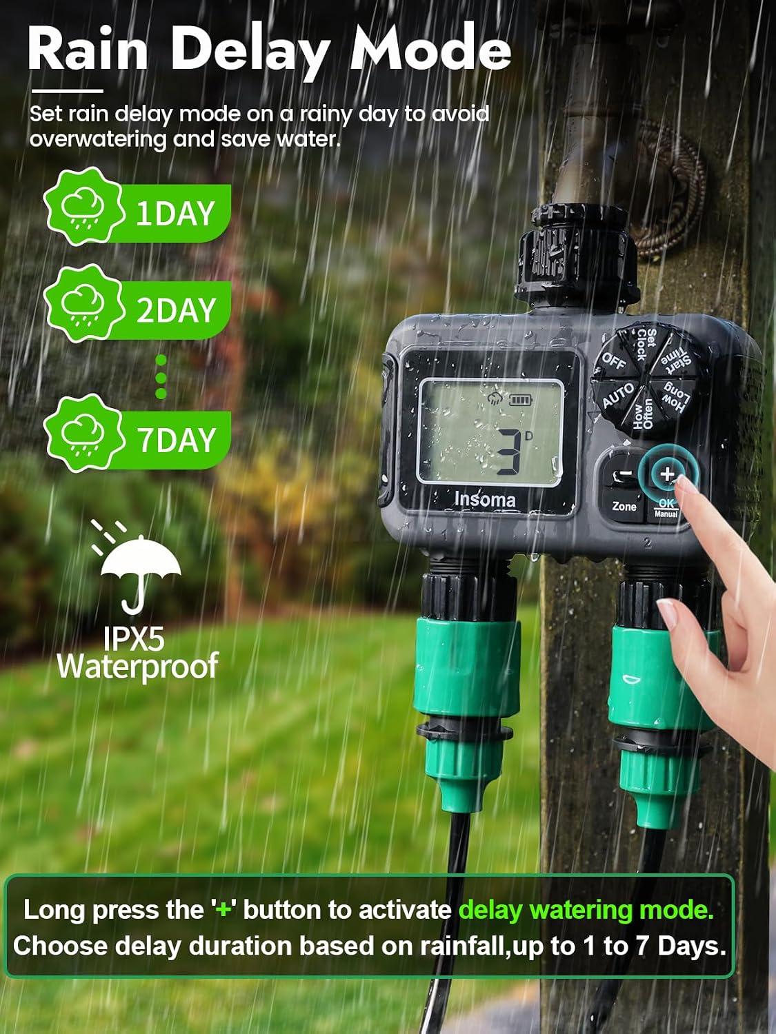 WiFi Water Timer Brass Inlet, 2.4GHz Smart Sprinkler Timers, 1 Zone Hose Timer with WiFi Hub, Voice/App Control with Alexa & Google Assistant, Auto/Manual Watering, Rain Delay, for Garden, Yard, Lawn