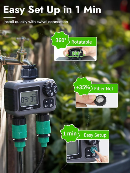 WiFi Water Timer Brass Inlet, 2.4GHz Smart Sprinkler Timers, 1 Zone Hose Timer with WiFi Hub, Voice/App Control with Alexa & Google Assistant, Auto/Manual Watering, Rain Delay, for Garden, Yard, Lawn