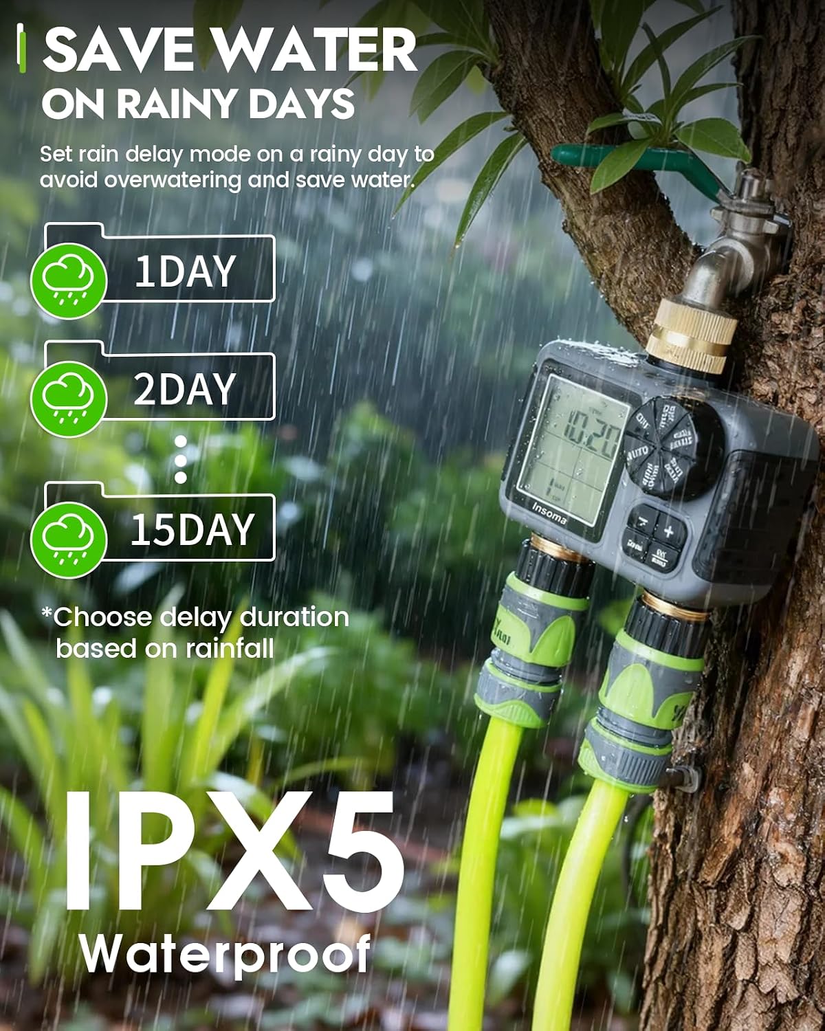 WiFi Water Timer Brass Inlet, 2.4GHz Smart Sprinkler Timers, 1 Zone Hose Timer with WiFi Hub, Voice/App Control with Alexa & Google Assistant, Auto/Manual Watering, Rain Delay, for Garden, Yard, Lawn
